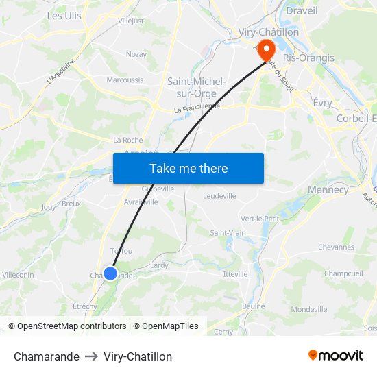 Chamarande to Viry-Chatillon map