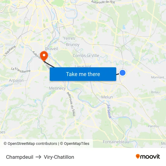 Champdeuil to Viry-Chatillon map