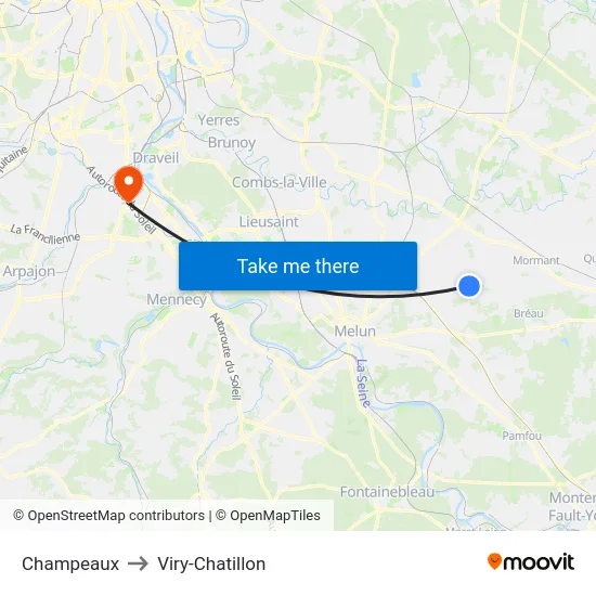 Champeaux to Viry-Chatillon map