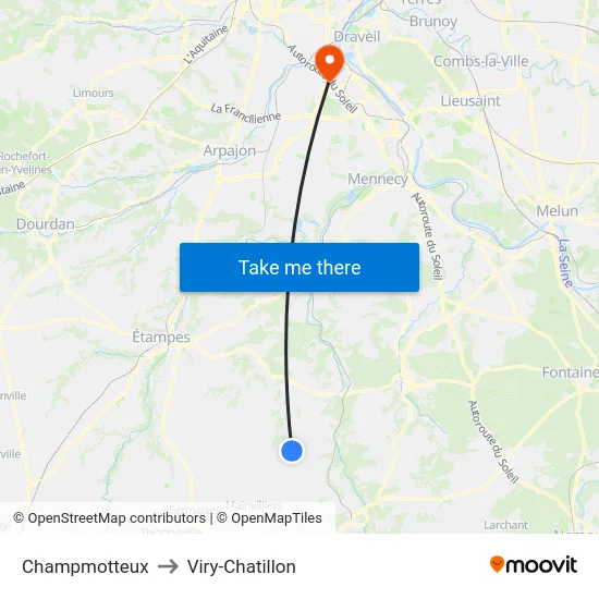 Champmotteux to Viry-Chatillon map