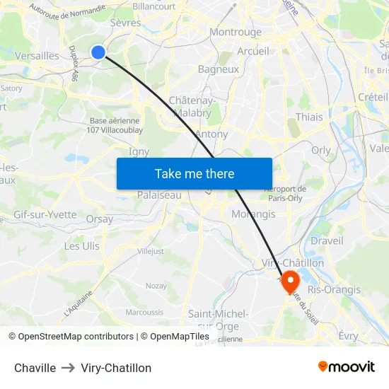 Chaville to Viry-Chatillon map