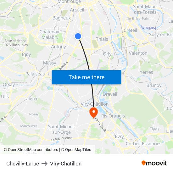 Chevilly-Larue to Viry-Chatillon map