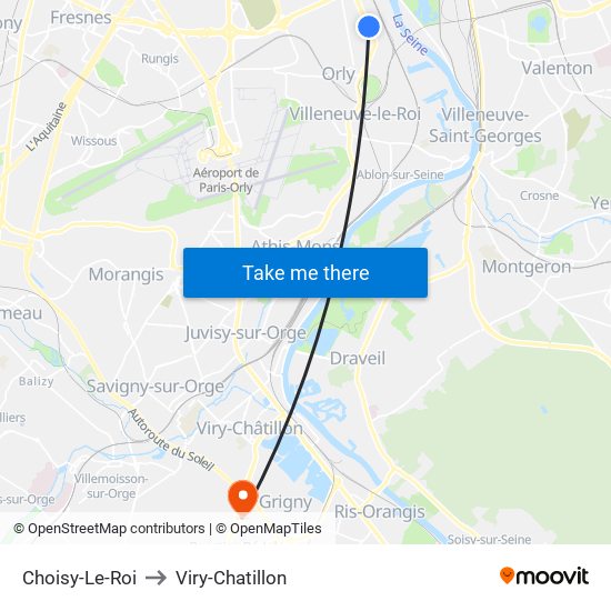 Choisy-Le-Roi to Viry-Chatillon map