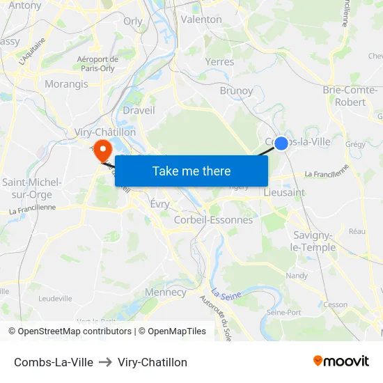 Combs-La-Ville to Viry-Chatillon map