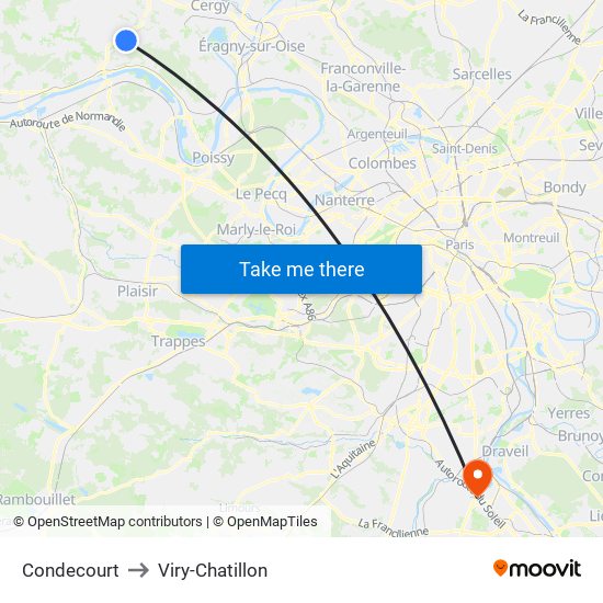 Condecourt to Viry-Chatillon map