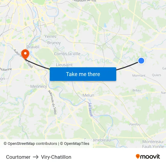 Courtomer to Viry-Chatillon map