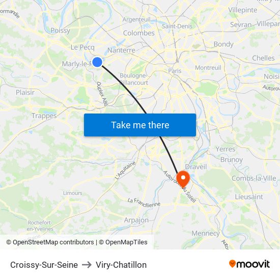 Croissy-Sur-Seine to Viry-Chatillon map