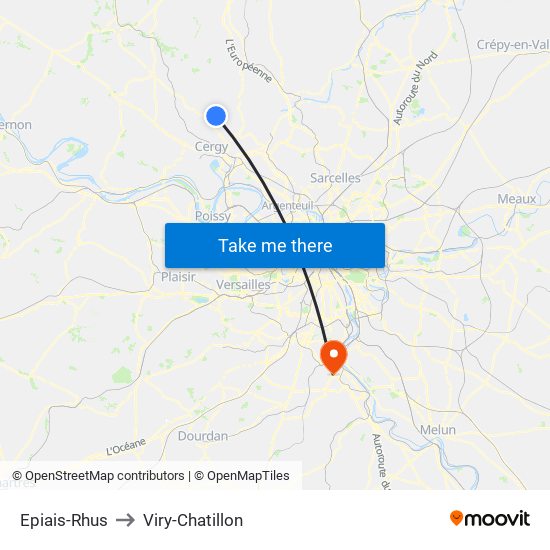 Epiais-Rhus to Viry-Chatillon map