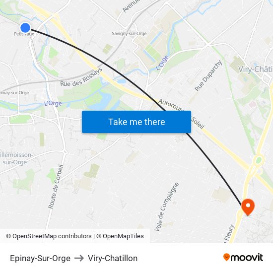 Epinay-Sur-Orge to Viry-Chatillon map