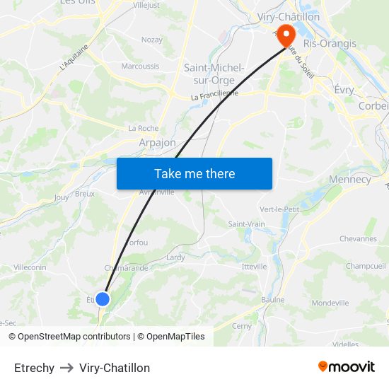 Etrechy to Viry-Chatillon map