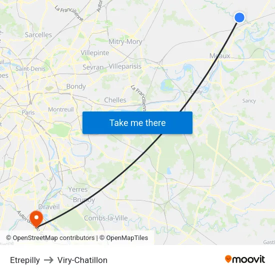Etrepilly to Viry-Chatillon map