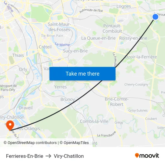 Ferrieres-En-Brie to Viry-Chatillon map