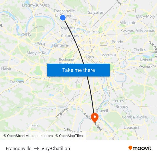 Franconville to Viry-Chatillon map