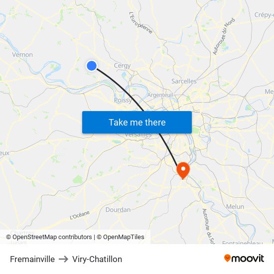 Fremainville to Viry-Chatillon map