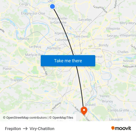Frepillon to Viry-Chatillon map
