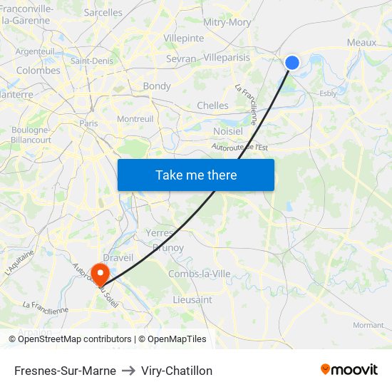 Fresnes-Sur-Marne to Viry-Chatillon map