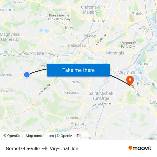 Gometz-La-Ville to Viry-Chatillon map