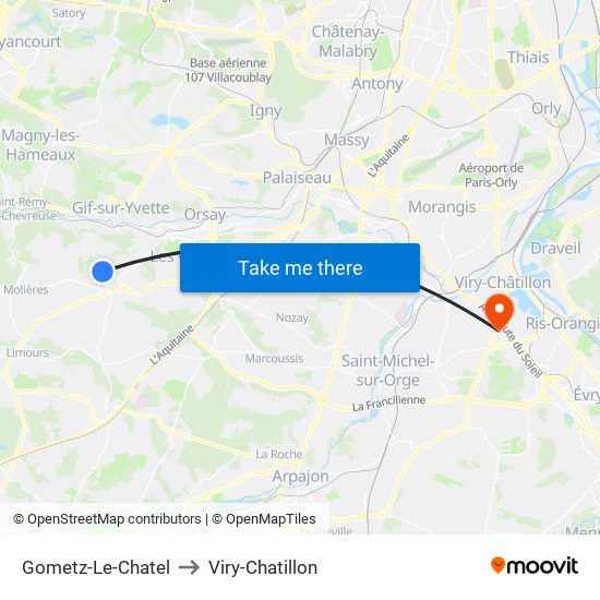 Gometz-Le-Chatel to Viry-Chatillon map