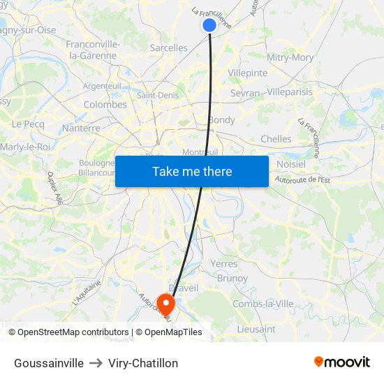 Goussainville to Viry-Chatillon map