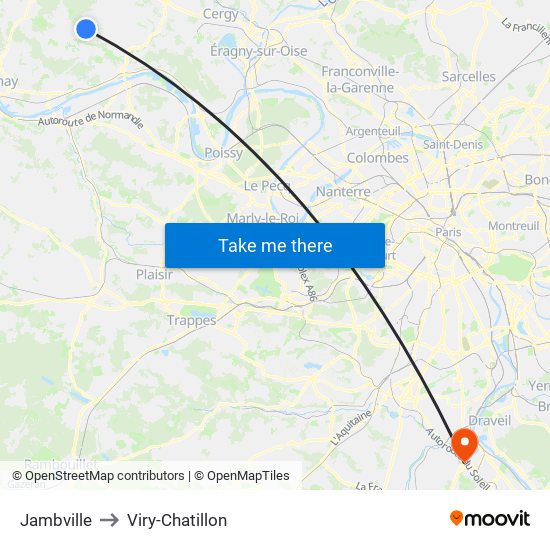 Jambville to Viry-Chatillon map