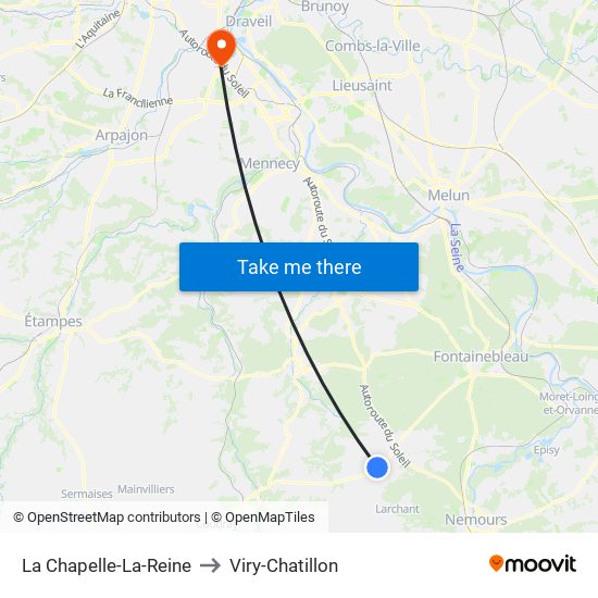 La Chapelle-La-Reine to Viry-Chatillon map