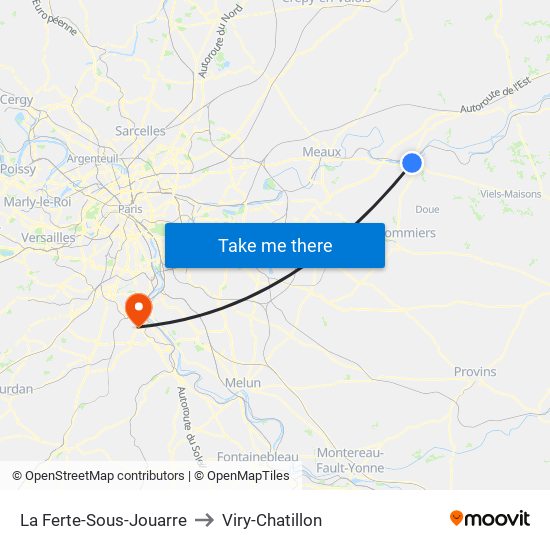 La Ferte-Sous-Jouarre to Viry-Chatillon map