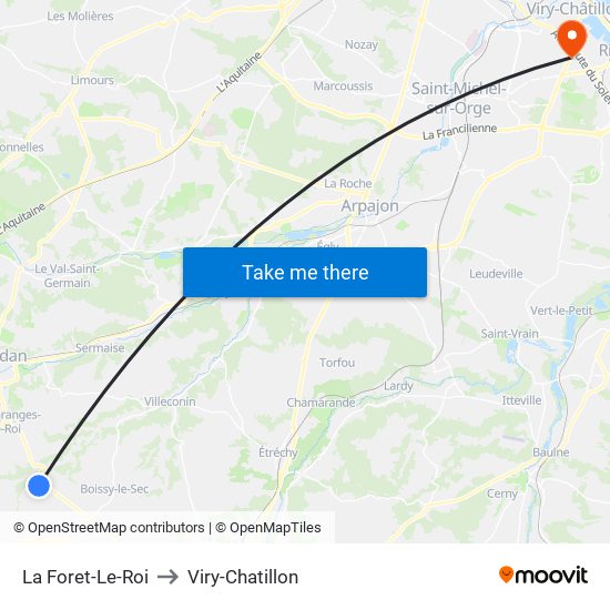 La Foret-Le-Roi to Viry-Chatillon map