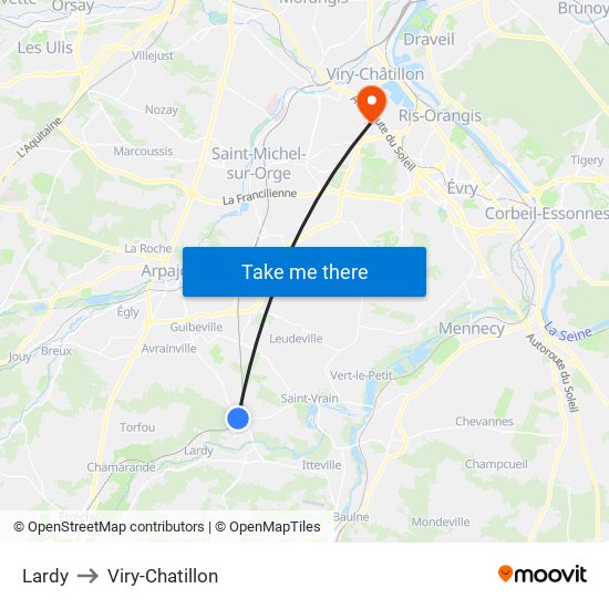 Lardy to Viry-Chatillon map