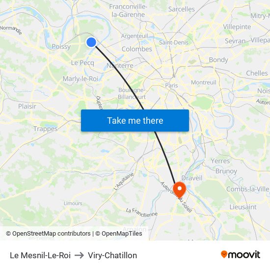 Le Mesnil-Le-Roi to Viry-Chatillon map