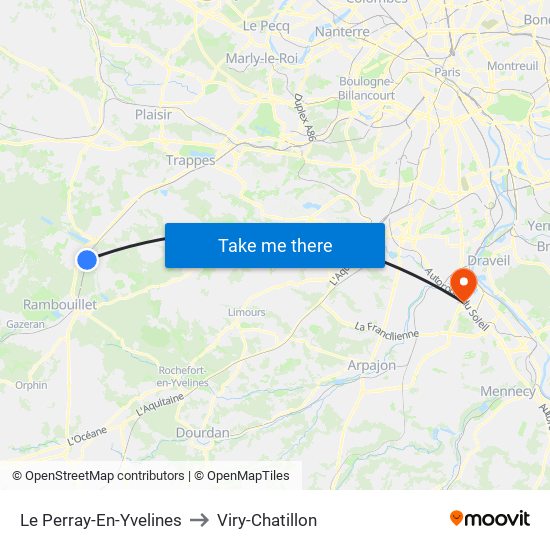 Le Perray-En-Yvelines to Viry-Chatillon map