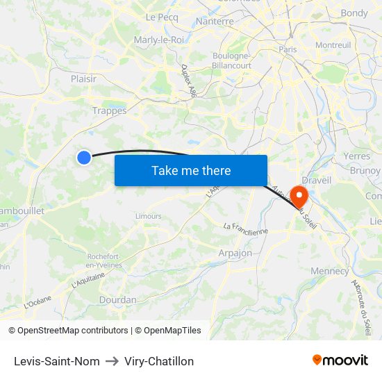 Levis-Saint-Nom to Viry-Chatillon map