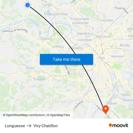 Longuesse to Viry-Chatillon map