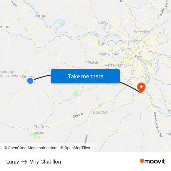 Luray to Viry-Chatillon map