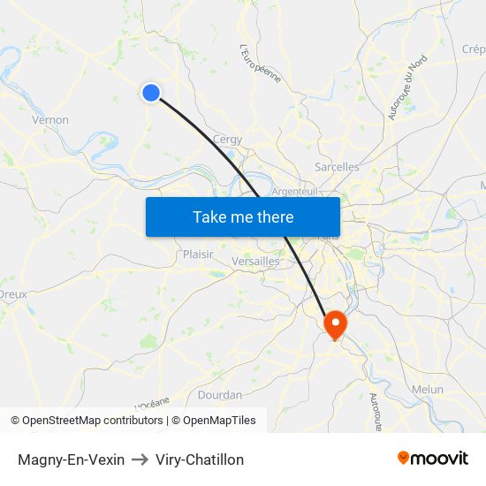 Magny-En-Vexin to Viry-Chatillon map