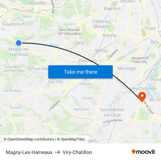 Magny-Les-Hameaux to Viry-Chatillon map