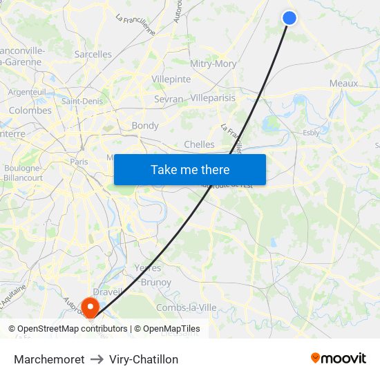 Marchemoret to Viry-Chatillon map