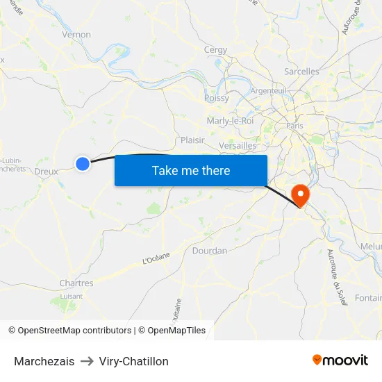 Marchezais to Viry-Chatillon map