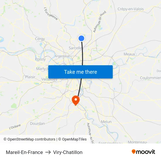 Mareil-En-France to Viry-Chatillon map