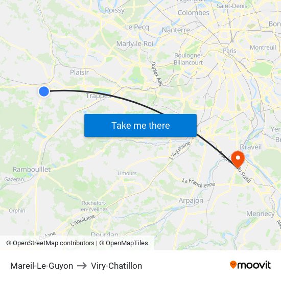 Mareil-Le-Guyon to Viry-Chatillon map