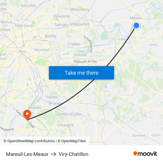 Mareuil-Les-Meaux to Viry-Chatillon map