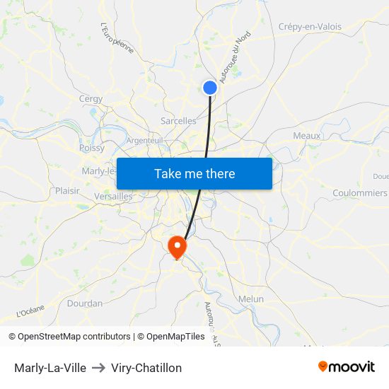 Marly-La-Ville to Viry-Chatillon map