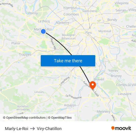 Marly-Le-Roi to Viry-Chatillon map