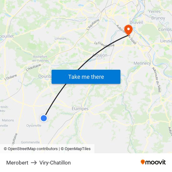 Merobert to Viry-Chatillon map