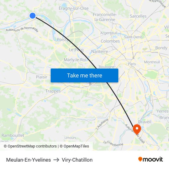 Meulan-En-Yvelines to Viry-Chatillon map
