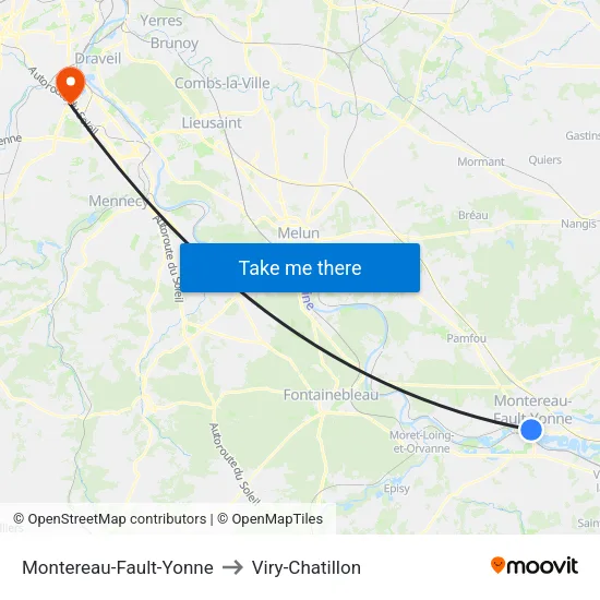 Montereau-Fault-Yonne to Viry-Chatillon map