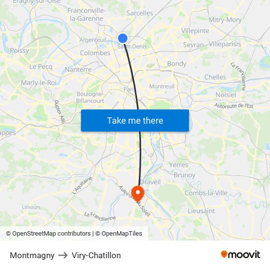 Montmagny to Viry-Chatillon map