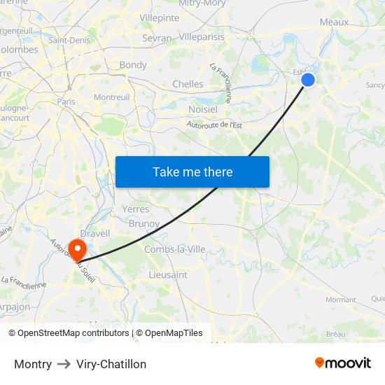 Montry to Viry-Chatillon map