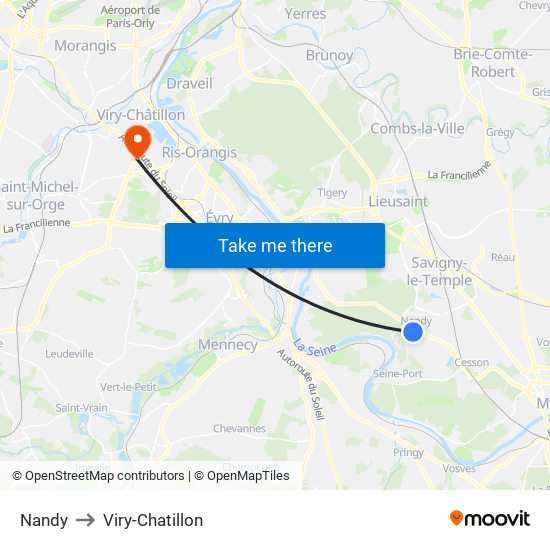 Nandy to Viry-Chatillon map