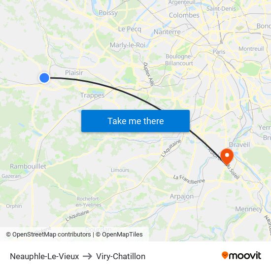 Neauphle-Le-Vieux to Viry-Chatillon map