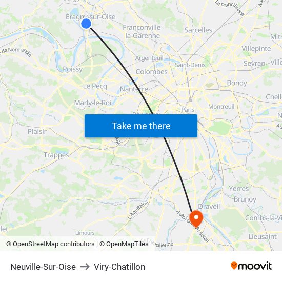Neuville-Sur-Oise to Viry-Chatillon map